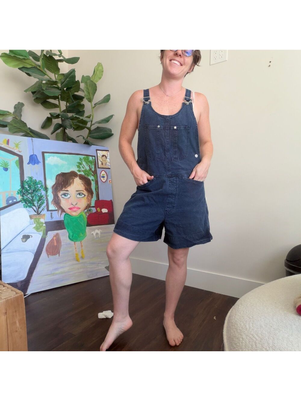 Vintage 90s denim overalls dark denim short overalls